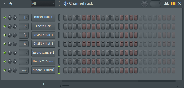 The FL Studio channel rack window