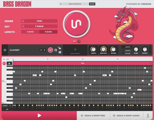 The best AI Bass Generator Plugin, Unison Bass Dragon